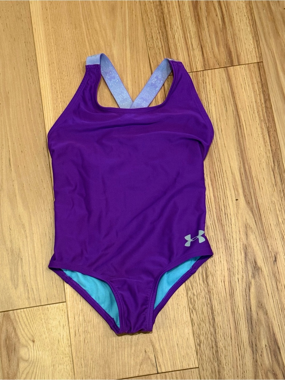 Under Armour Purple Girls' One-Piece Swimsuit with Bright Contrasting Lining